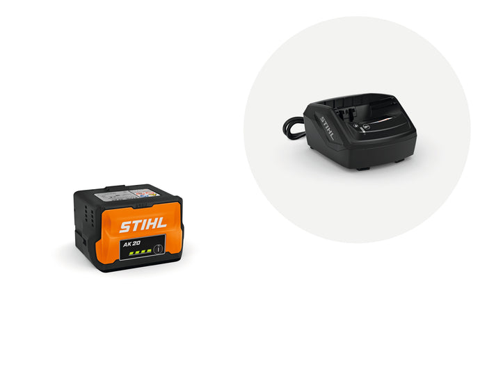 STIHL zestaw startowy: akumulator AK 20 + ładowarka AL 101 (system AK)
